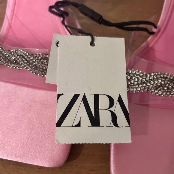 🆕 NWT Zara Square Toe Heels with Rhinestone Accents Size 41/ US 10 - Picture 8 of 9